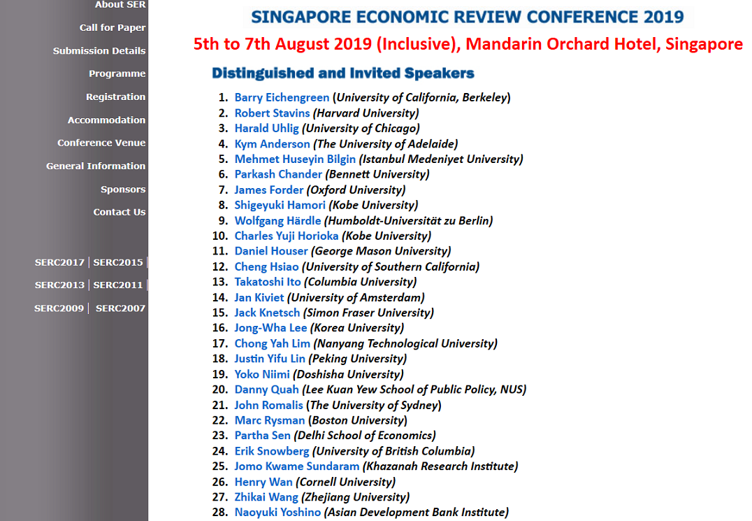 2020年11月：国際学術専門誌「Singapore Economic Review」のCo-Editorに就任しました。