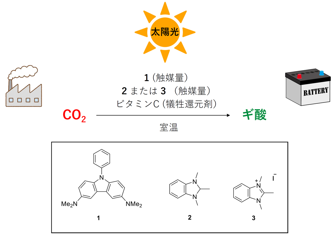 非遷移金属触媒による光化学的二酸化炭素固定化反応